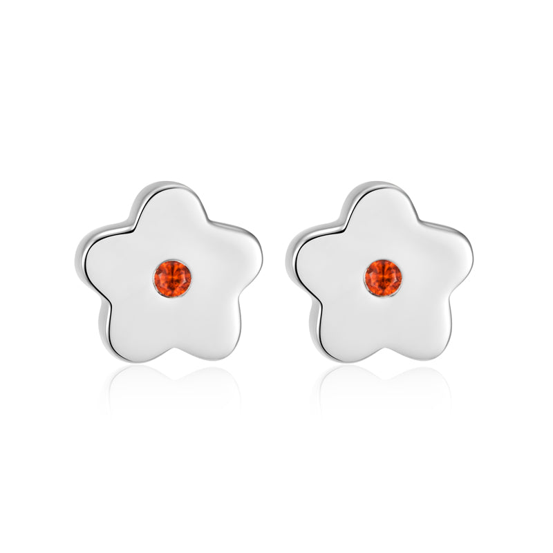 Ohrstecker mit Motiv Blume, mit Zirkonia, verschiedene Farben, aus 925er Silber