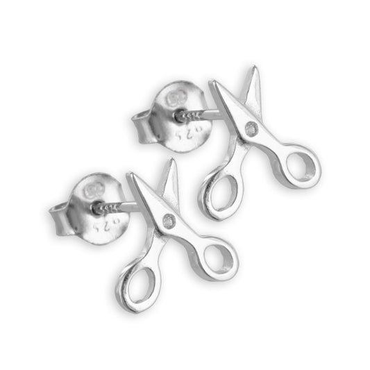 Ohrstecker Schere mit Zirkonia aus 925er Silber mit Zirkonia