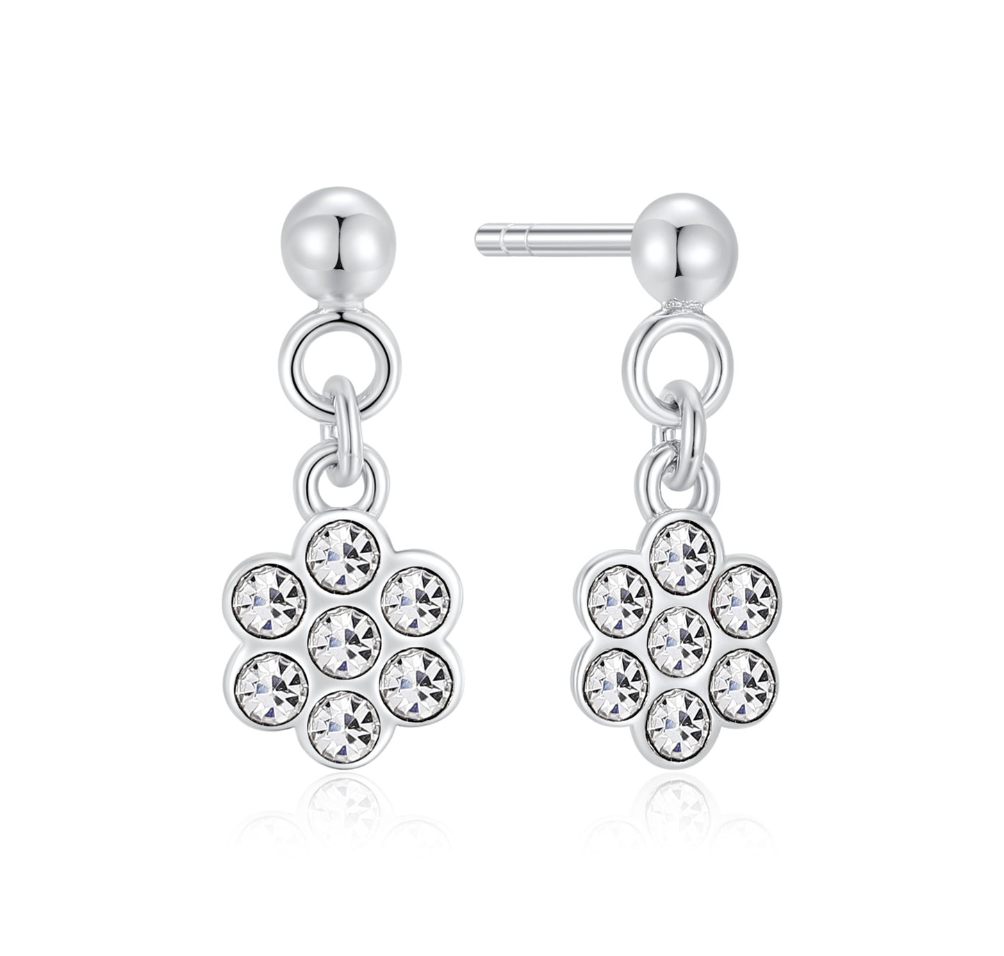 Ohrstecker mit Kristall, verschiedene Farben, aus 925 Silber, rhodiniert