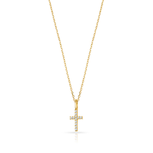 Collier Kreuz mit 12 Zirkonia, aus 333er Gold