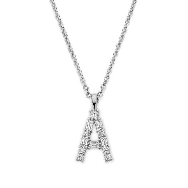 Collier Buchstabe mit Zirkonia, aus 925er Silber, rhodiniert