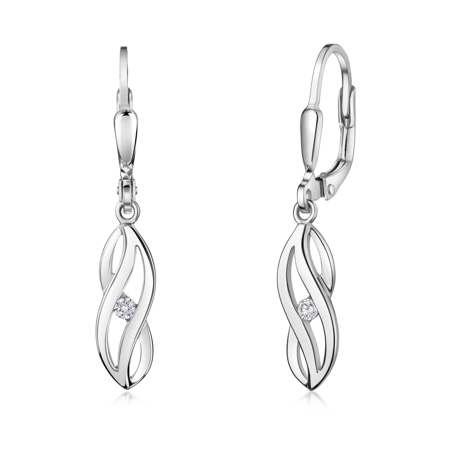 Ohrhänger, mit Zirkonia, aus 925er Silber, rhodiniert