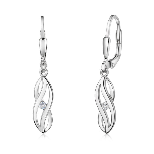 Ohrhänger, mit Zirkonia, aus 925er Silber, rhodiniert