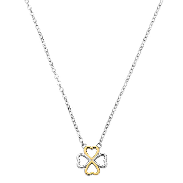 Collier mit Anhänger Klee, aus 925er Silber, rhodiniert, Bicolor