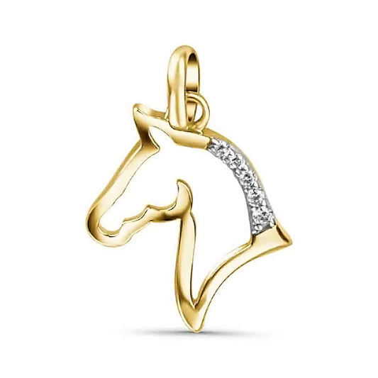 Anhänger Pferdekopf mit 5 Zirkonia aus 333er Gold