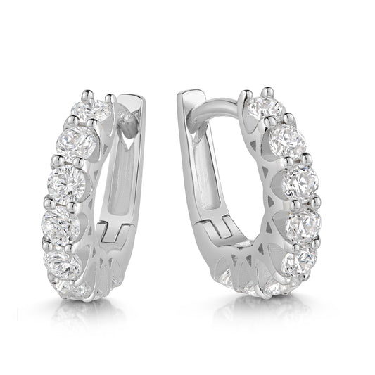 Klappcreolen mit 16 Zirkonia, aus 925er Silber, rhodiniert