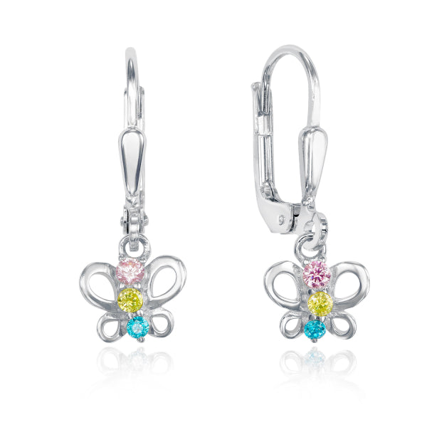 Set Schmetterlinge mit bunten Zirkonia, aus 925er Silber, rhodiniert
