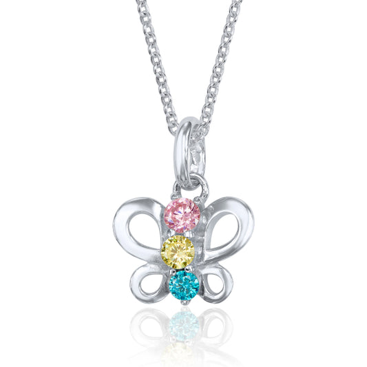 Set Schmetterlinge mit bunten Zirkonia, aus 925er Silber, rhodiniert