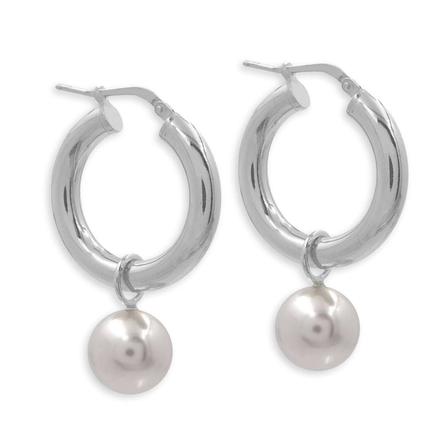 Unisex Ohrring 925er Perle
