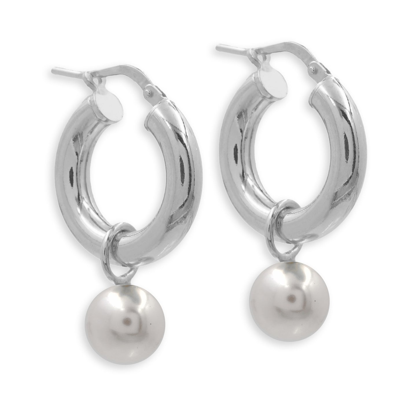 Unisex Ohrring 925er Perle