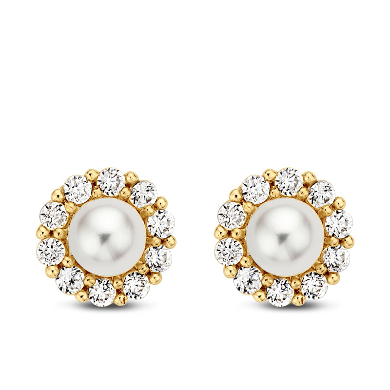 unisex Ohrring 585er Perle