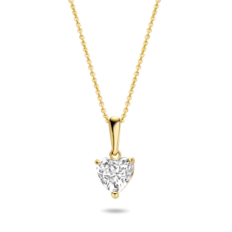 Collier mit Anhänger, mit Motiv Herz aus Zirkonia, 6 mm, aus 585er Gold