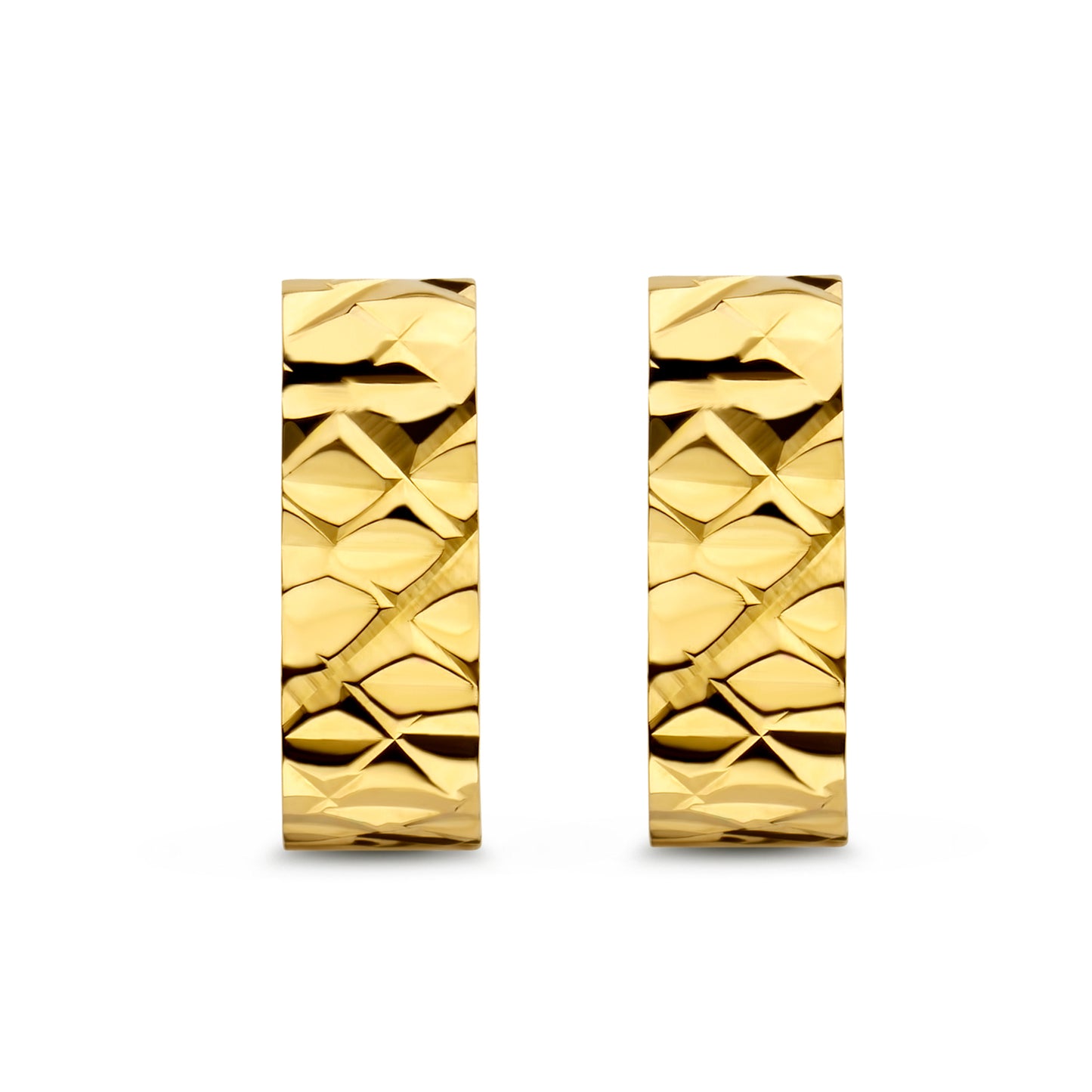 Klappcreolen diamantiert, 12 mm x 4.3 mm, aus 585er Gold