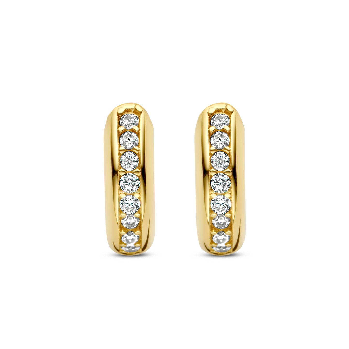 Klappcreolen mit 16 Zirkonia, 13 mm x 4 mm, aus 585er Gold