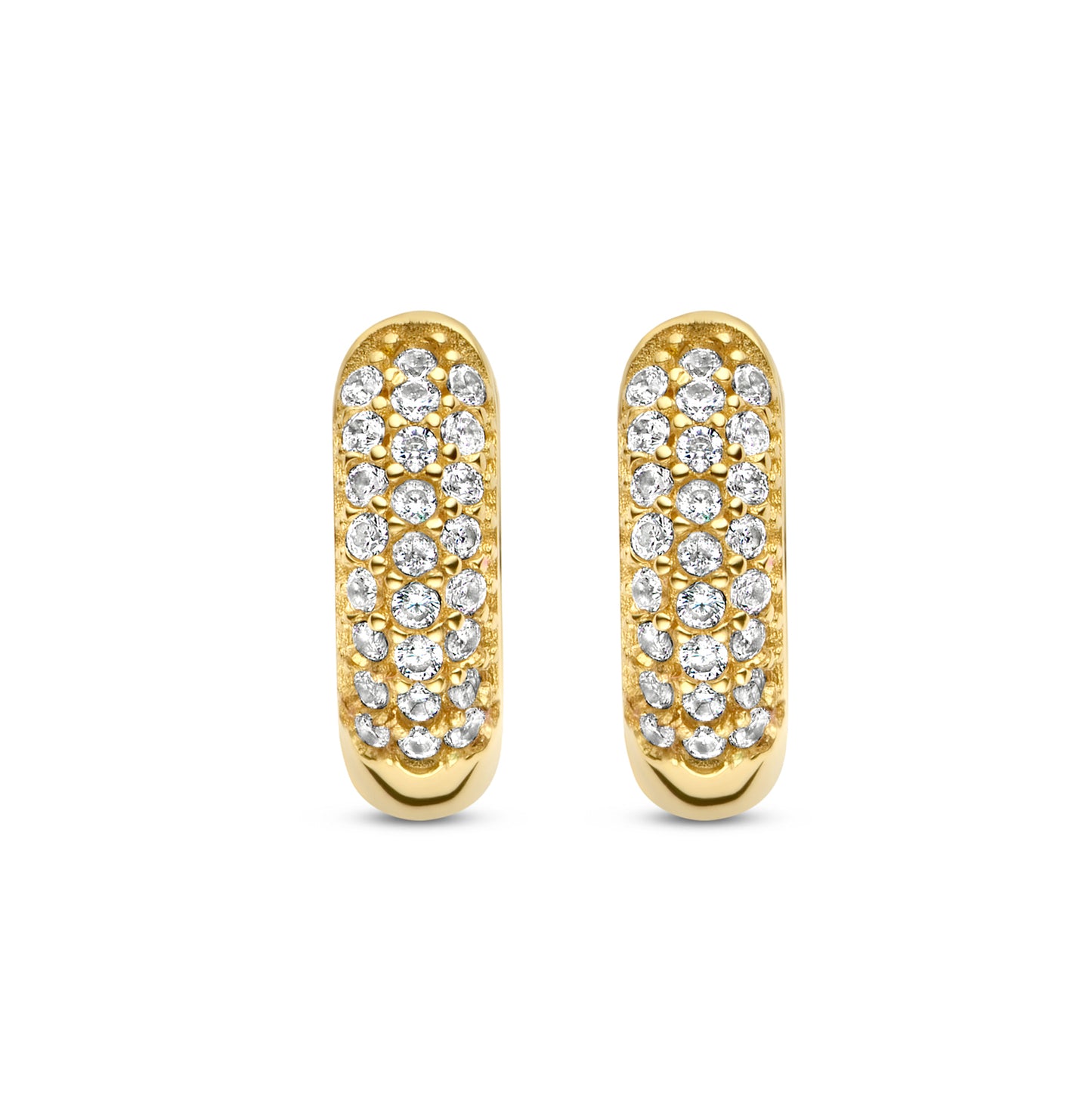 Klappcreolen, mit 50 Zirkonia, 14 mm x 4 mm, aus 585er Gold