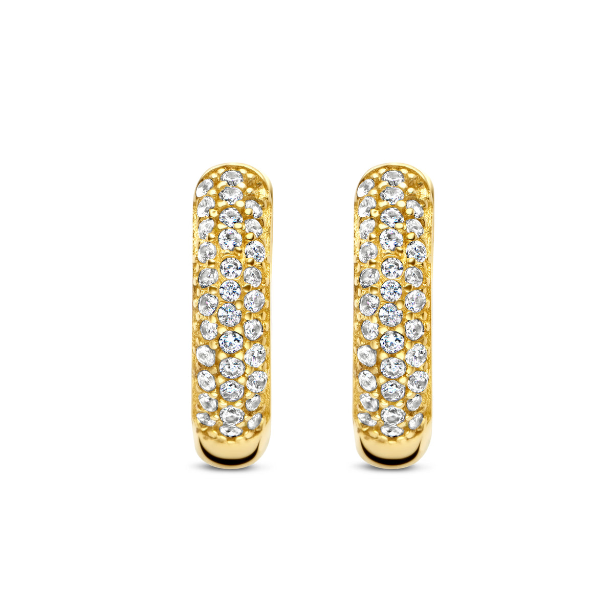 Klappcreolen, mit 68 Zirkonia, 16 mm x 4 mm, aus 585er Gold