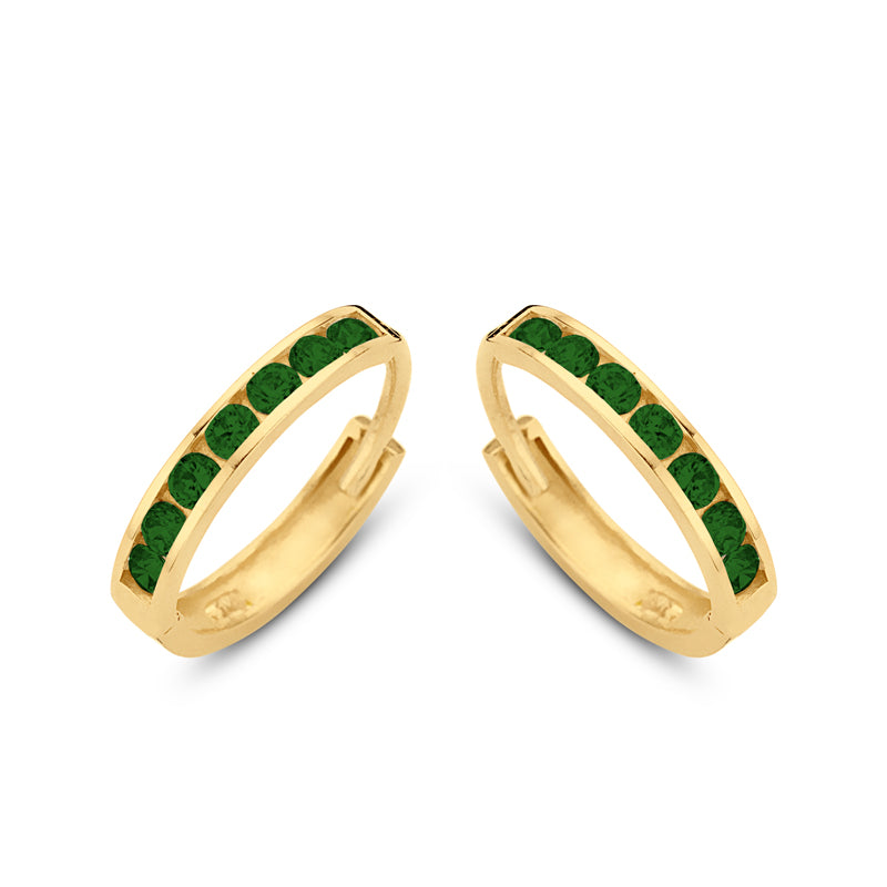 Klappcreolen mit 14 Zirkonia, Ø 11 mm / 1.8 mm breit, aus 585er Gold