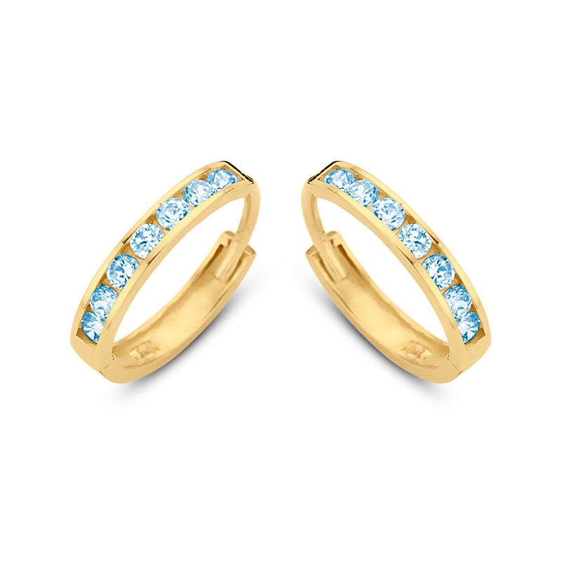 Klappcreolen mit 14 Zirkonia, Ø 11 mm / 1.8 mm breit, aus 585er Gold
