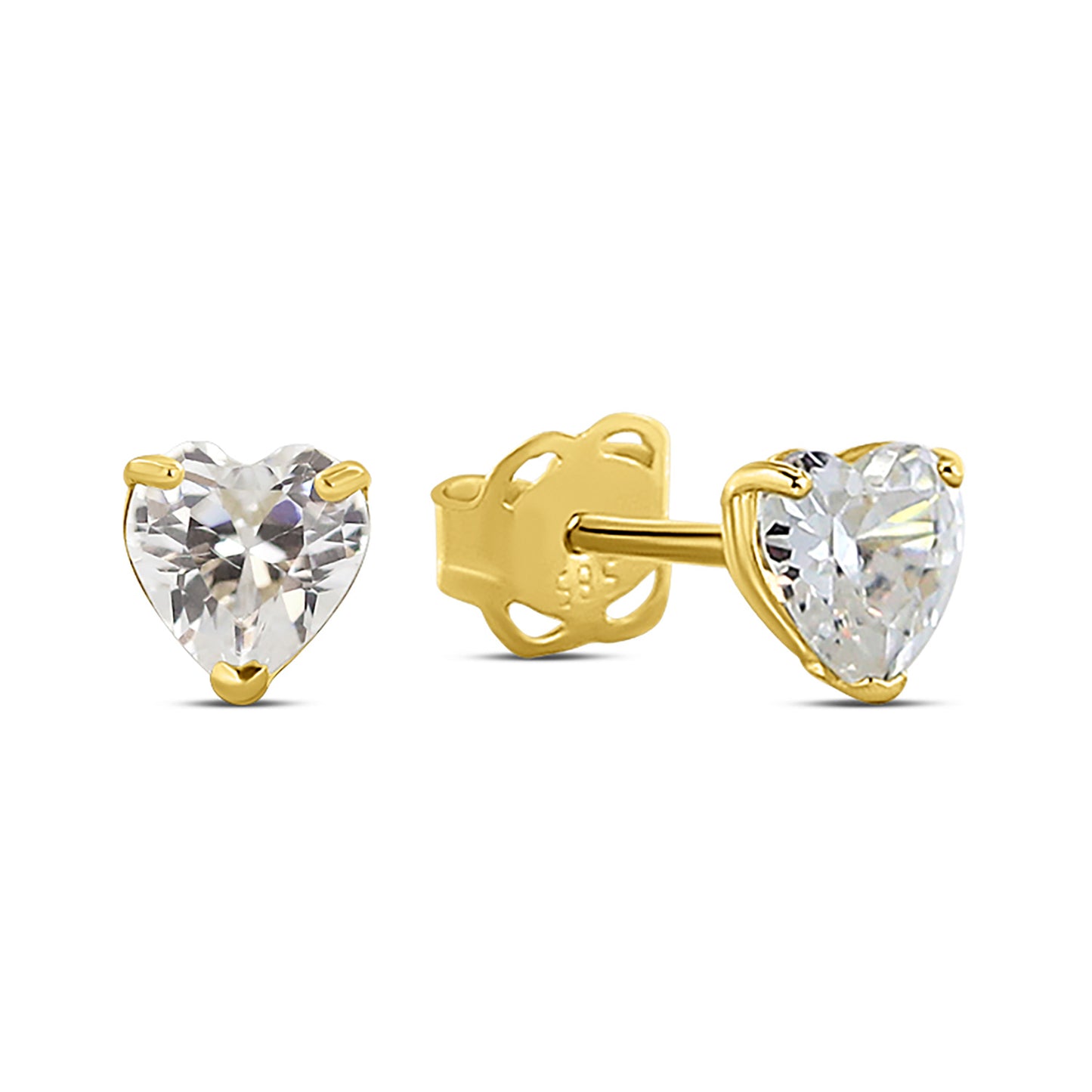 Ohrstecker mit Motiv Herz, mit Zirkonia, verschiedene Farben, aus 585er Gold