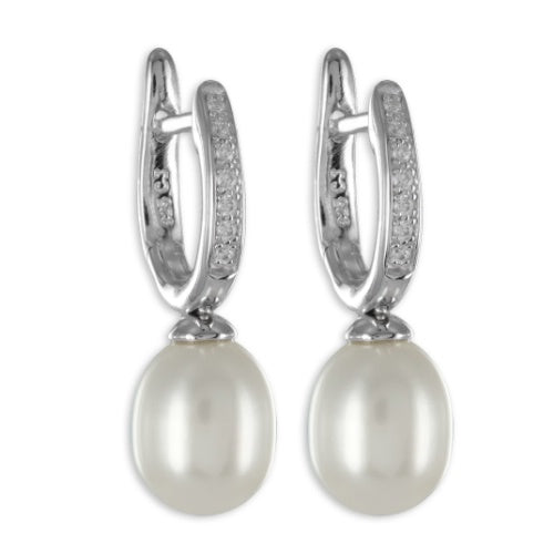 Unisex Ohrring 925er Perle