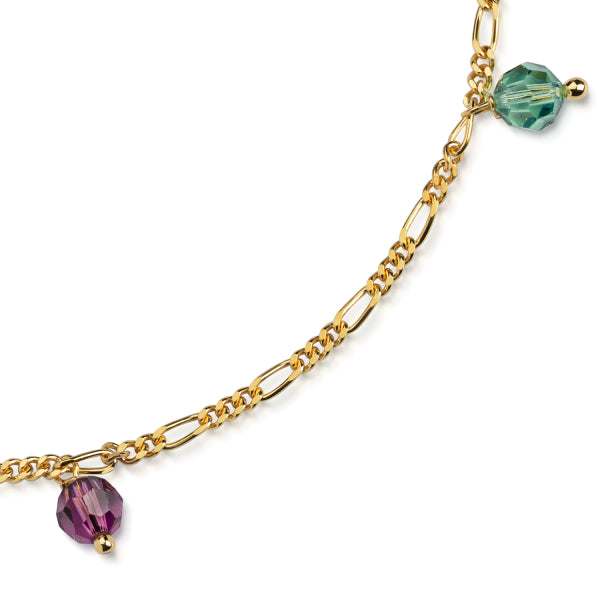 Fußkette mit 6 Swarovski aus 925er Silber oder 925er Silber vergoldet