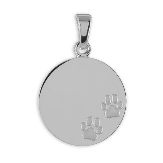 Gravurplatte mit Pfoten aus 925er Silber