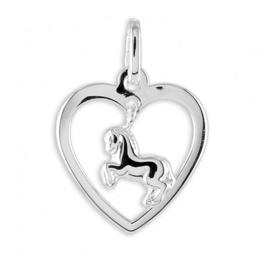 Anhänger Herz mit Pferd aus 925er Silber