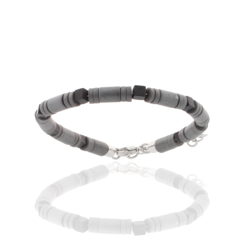 Armband, Edelstahl, Hämatit/Onyx