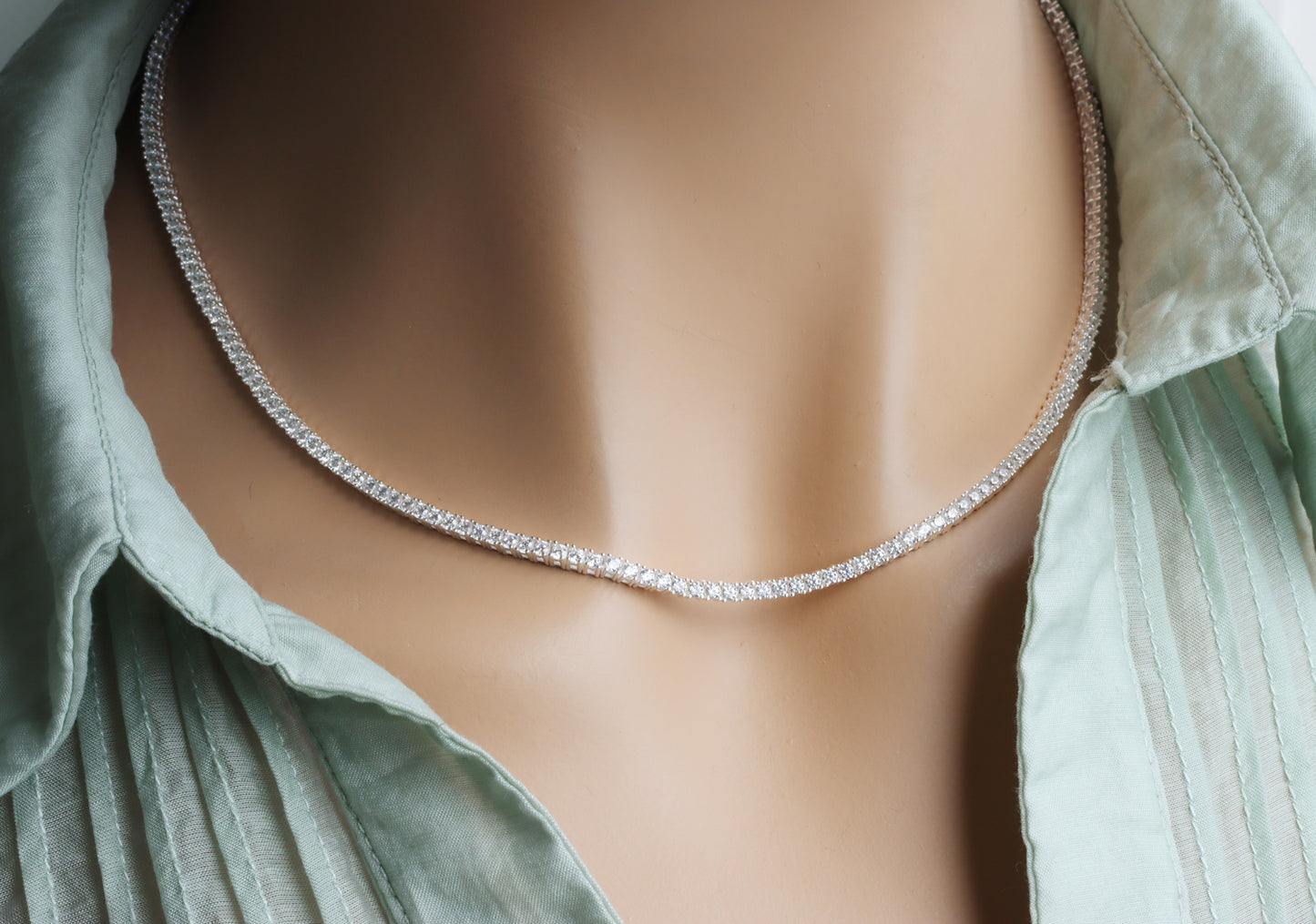 Tennis-Collier mit 180 Zirkonia, aus 925er Silber