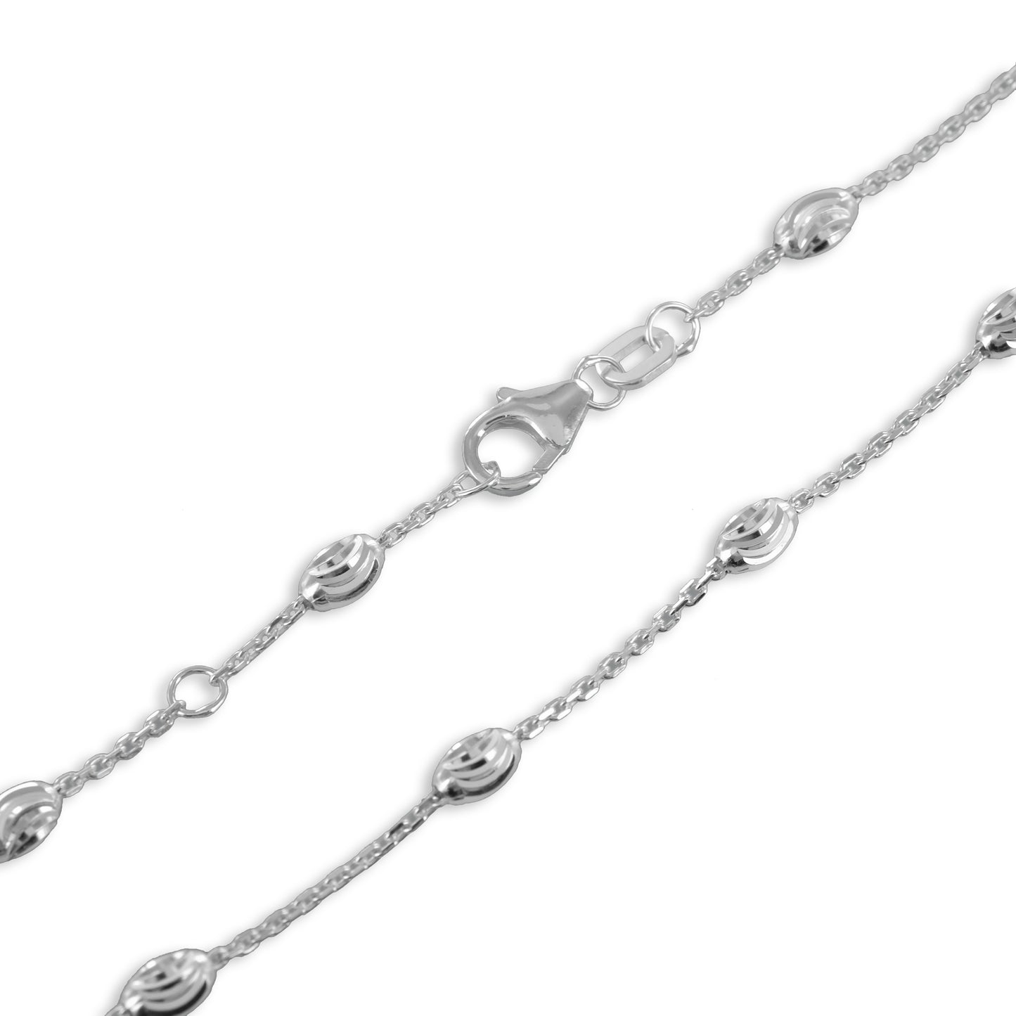 Fußkette mit ovalen Kugeln aus 925er Silber