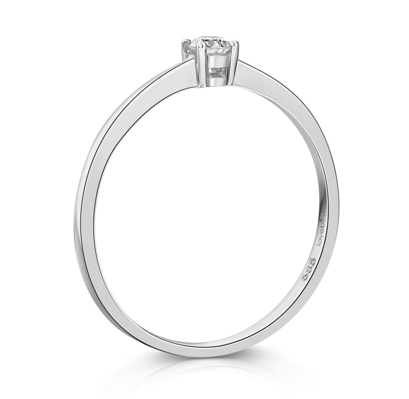 Damenring mit Brillant 0.05 ct., aus 585er Weissgold