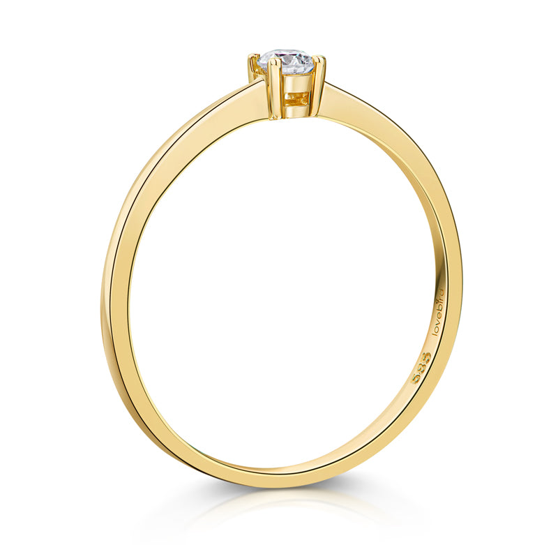 Damenring mit Brillant 0.05 ct., aus 585er Gelbgold