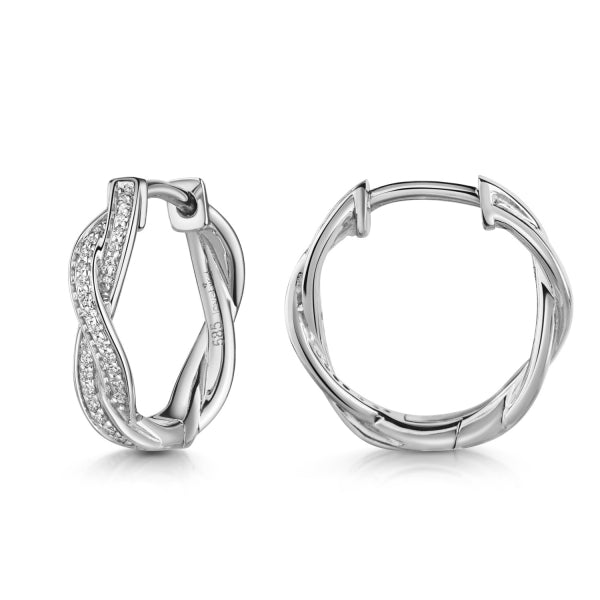 Klappcreolen mit Brillant 0.11 ct. aus 585er Gold oder Weißgold