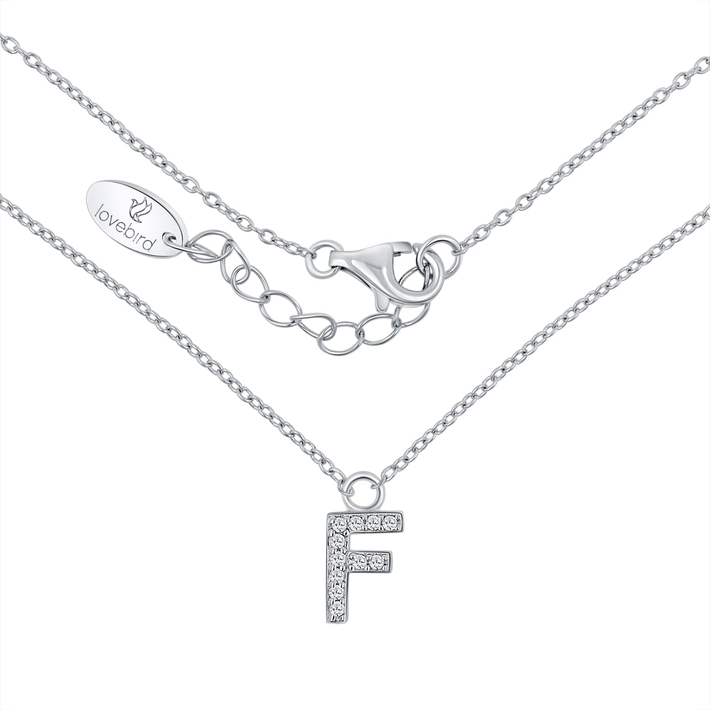 Collier mit Buchstabe, mit Zirkonia, aus 925er Silber