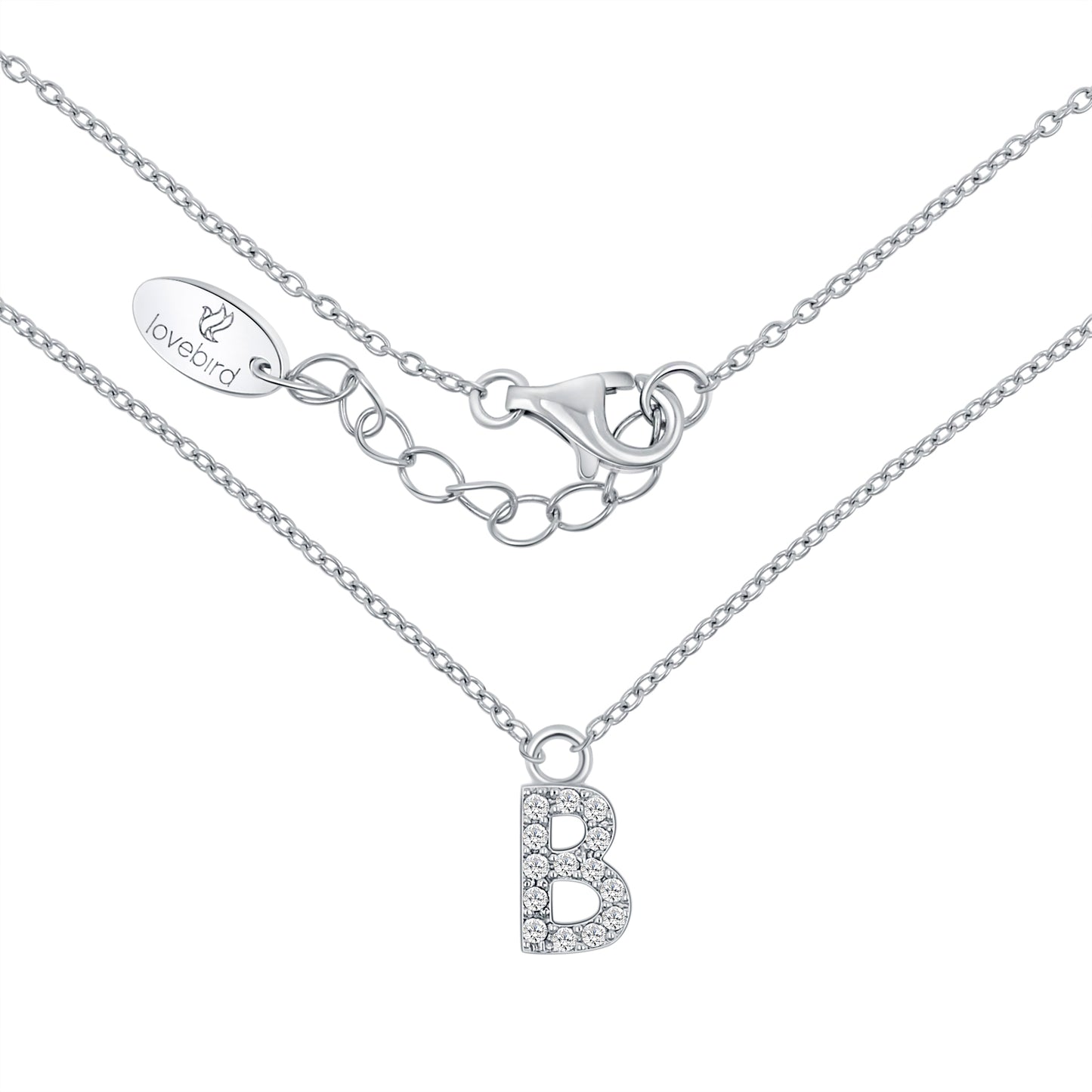 Collier mit Buchstabe, mit Zirkonia, aus 925er Silber