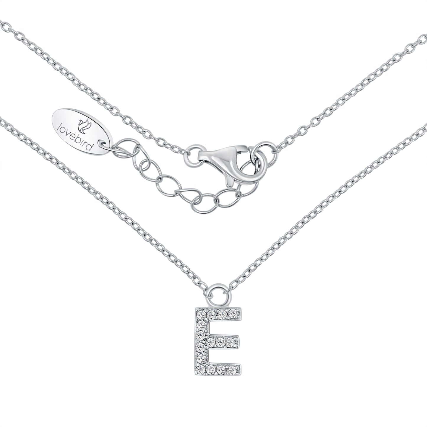 Collier mit Buchstabe, mit Zirkonia, aus 925er Silber