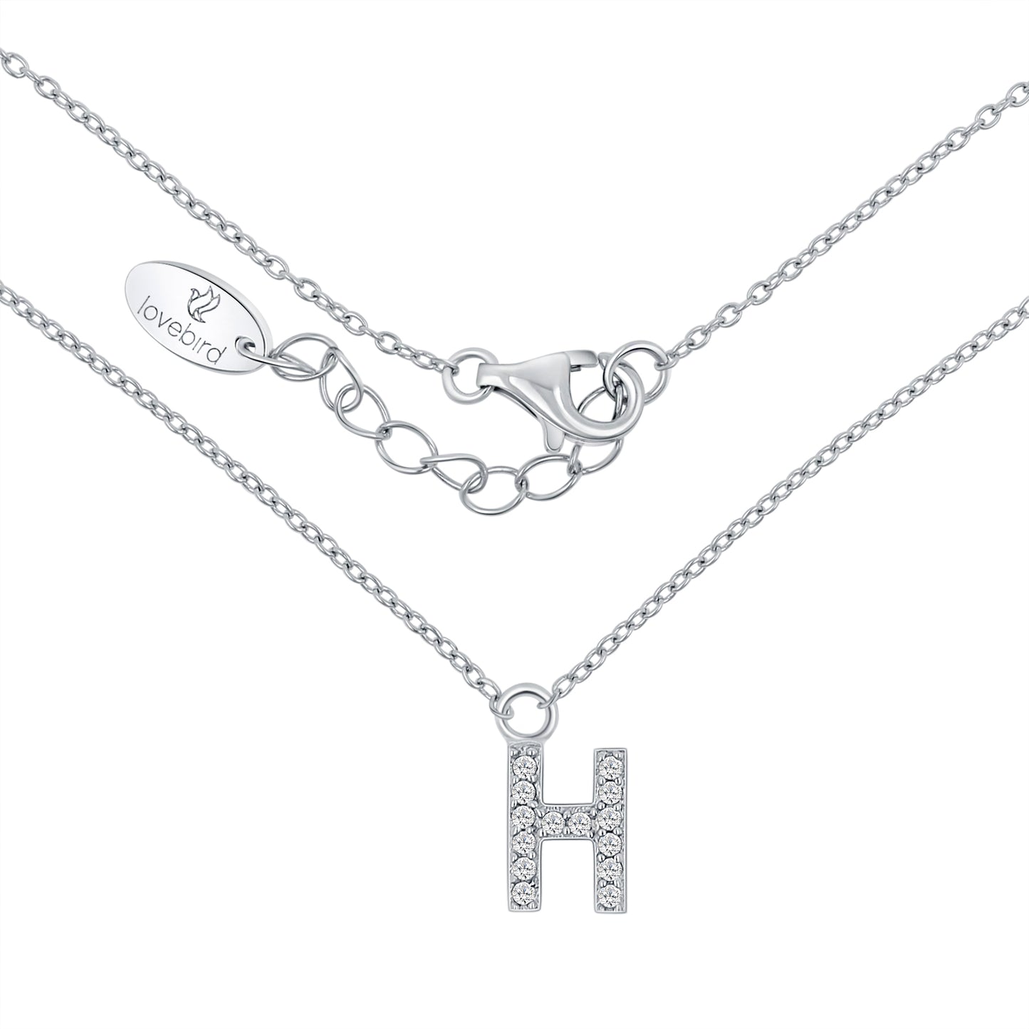 Collier mit Buchstabe, mit Zirkonia, aus 925er Silber