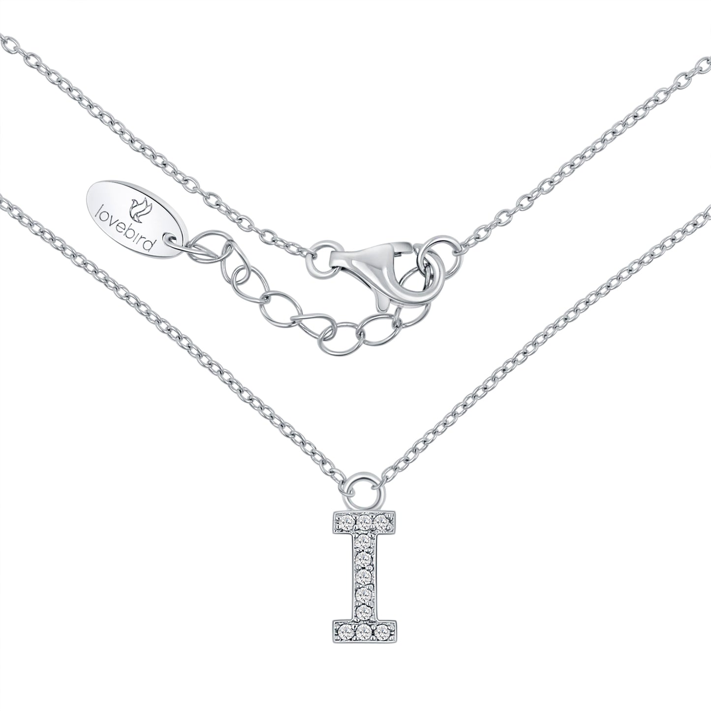 Collier mit Buchstabe, mit Zirkonia, aus 925er Silber