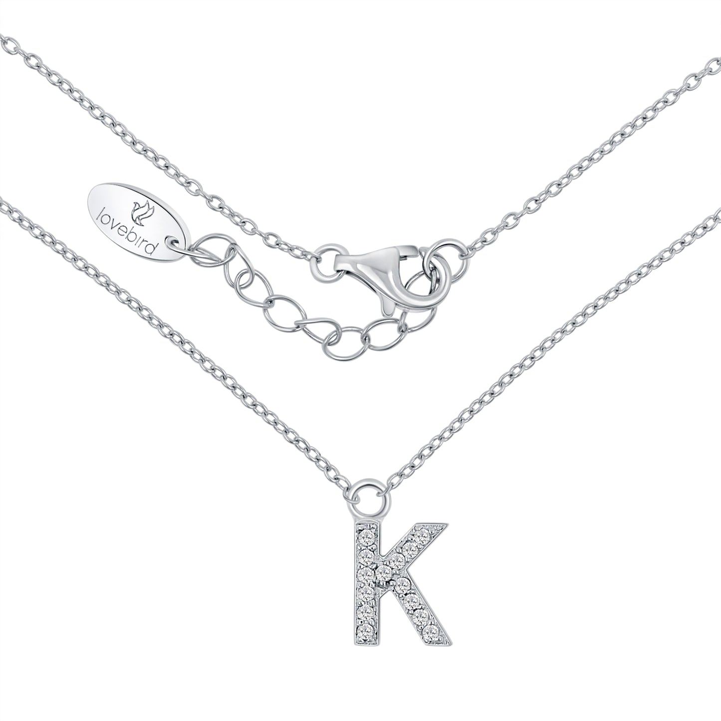 Collier mit Buchstabe, mit Zirkonia, aus 925er Silber
