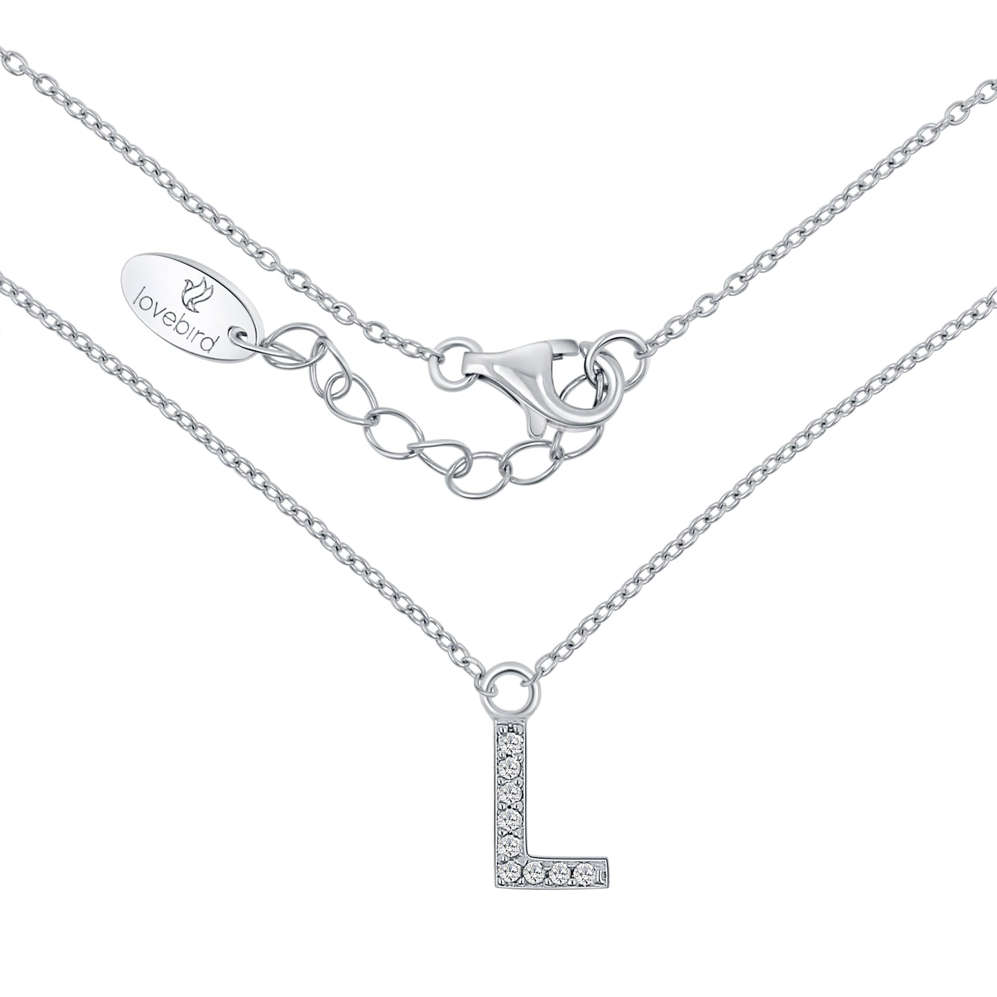 Collier mit Buchstabe, mit Zirkonia, aus 925er Silber