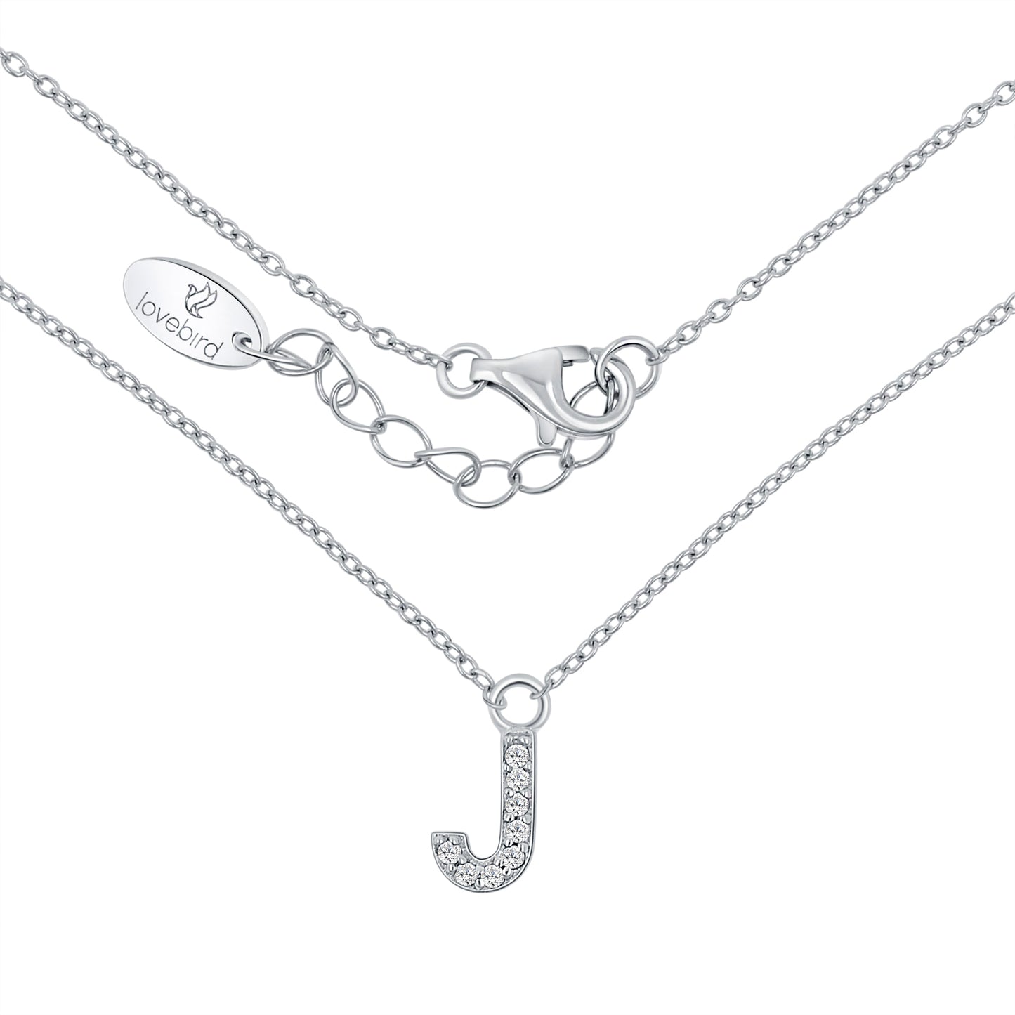 Collier mit Buchstabe, mit Zirkonia, aus 925er Silber