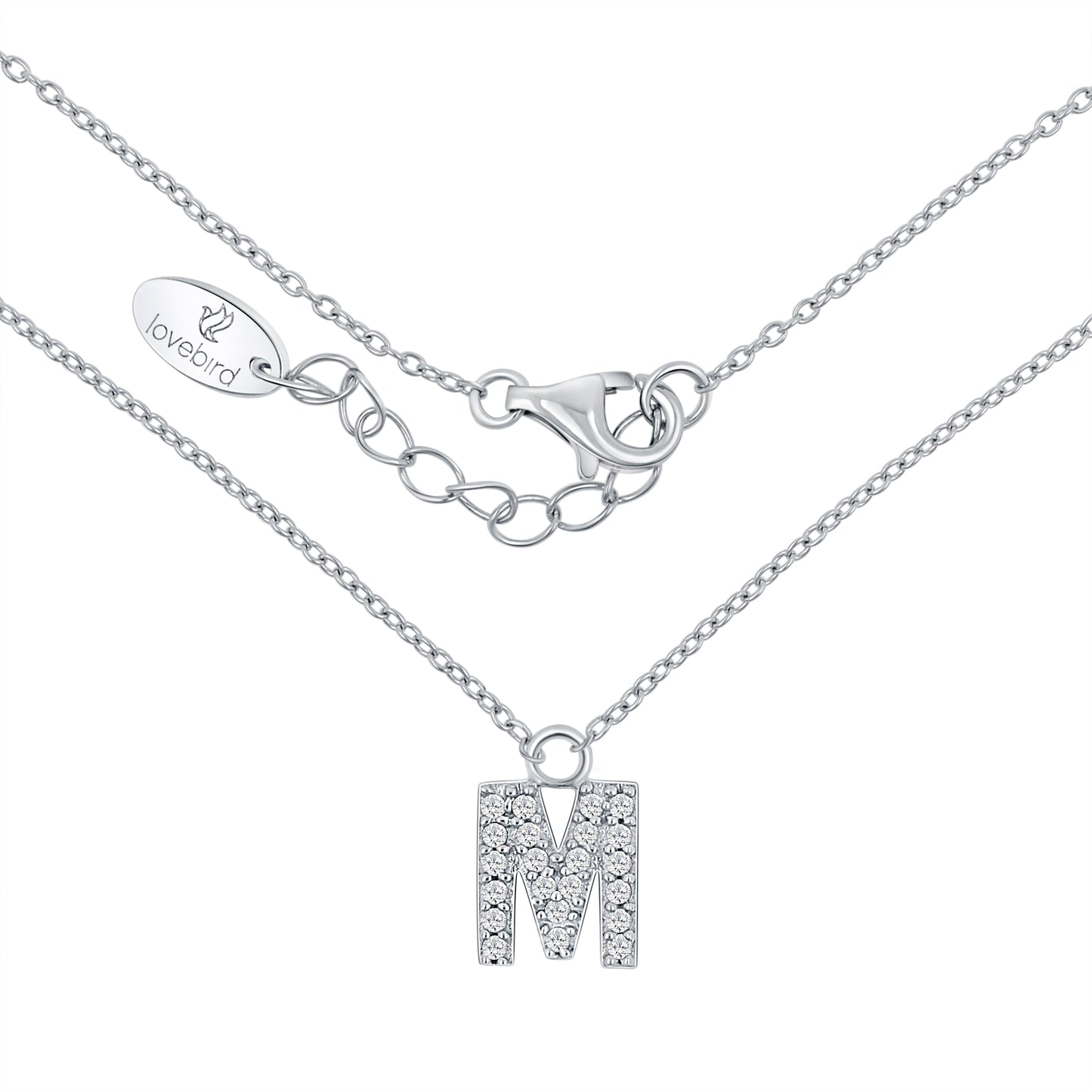 Collier mit Buchstabe, mit Zirkonia, aus 925er Silber