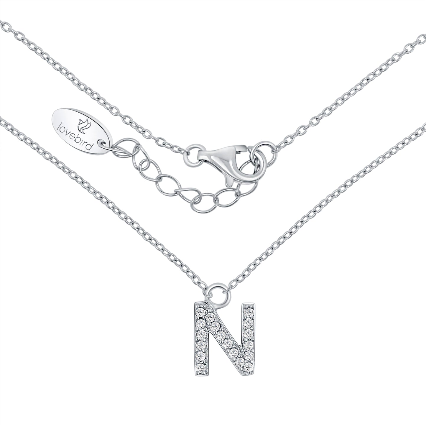 Collier mit Buchstabe, mit Zirkonia, aus 925er Silber