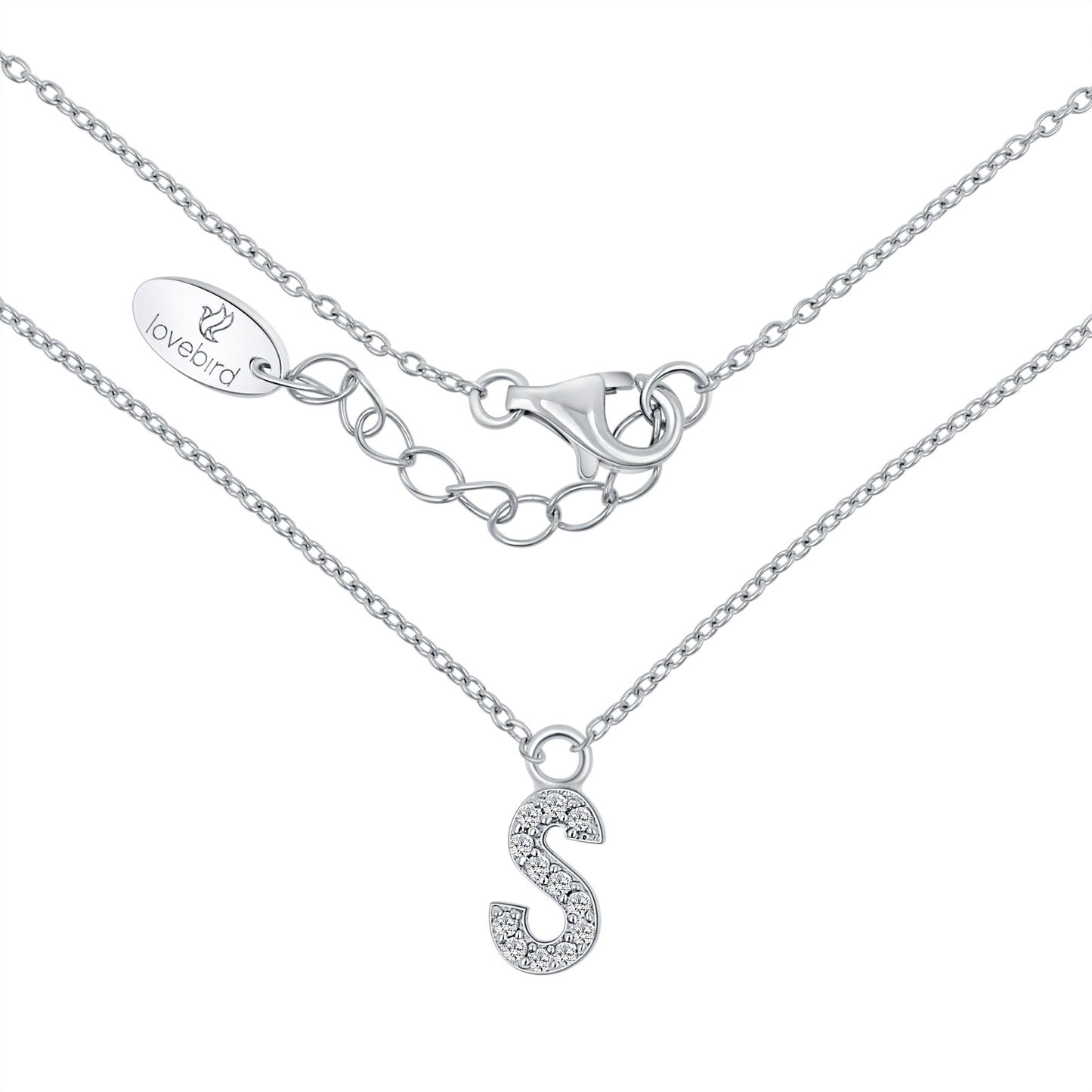 Collier mit Buchstabe, mit Zirkonia, aus 925er Silber