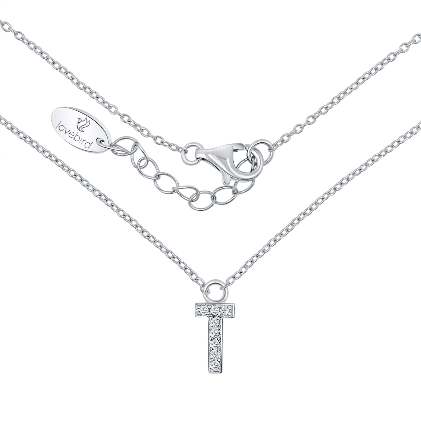 Collier mit Buchstabe, mit Zirkonia, aus 925er Silber