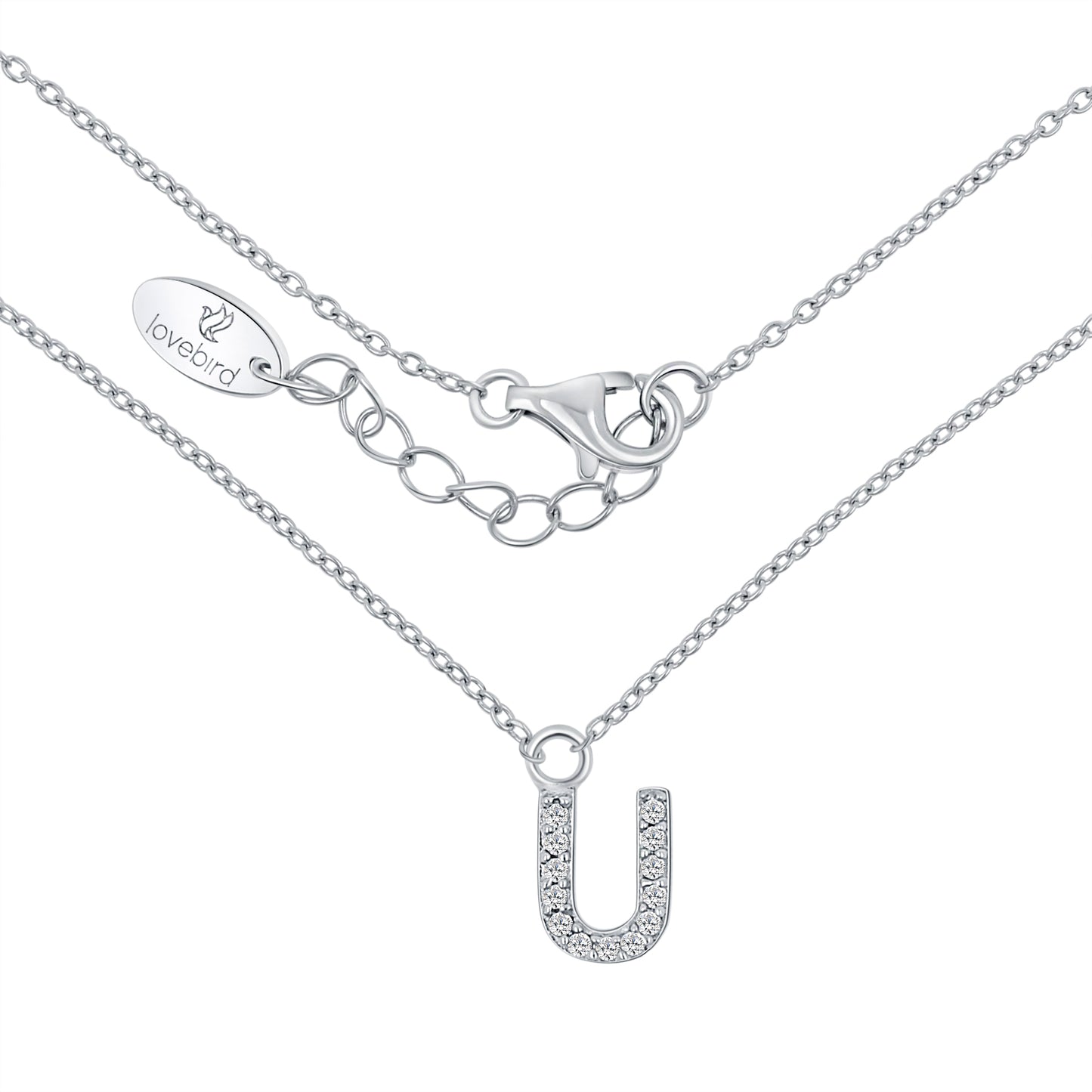 Collier mit Buchstabe, mit Zirkonia, aus 925er Silber
