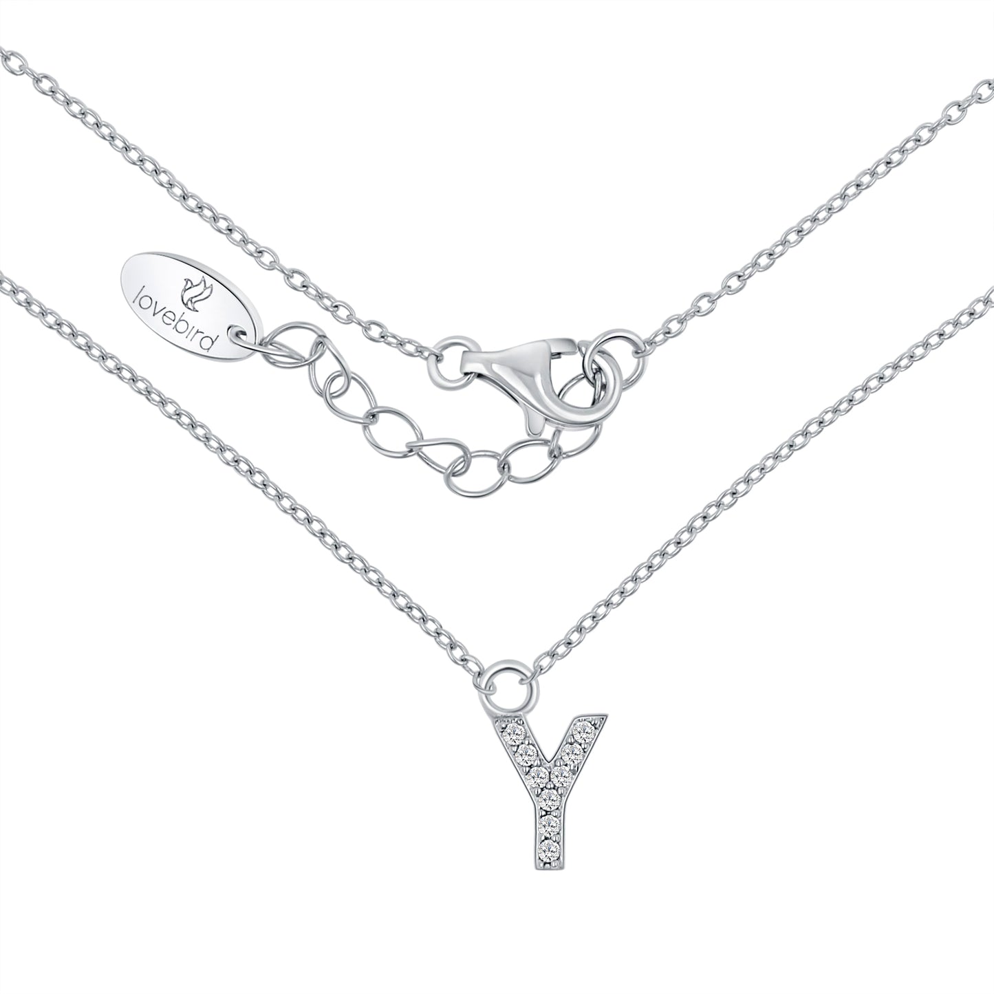 Collier mit Buchstabe, mit Zirkonia, aus 925er Silber