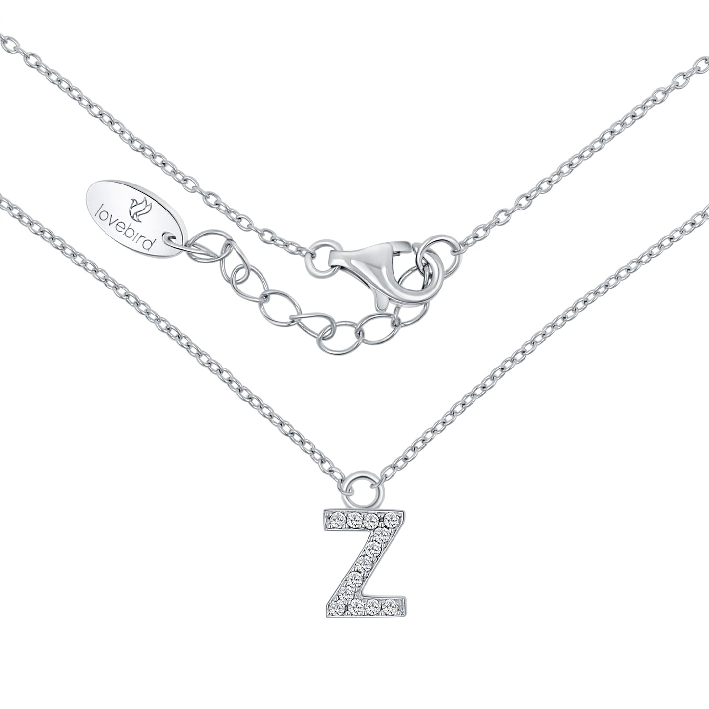 Collier mit Buchstabe, mit Zirkonia, aus 925er Silber