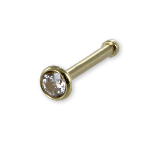 Nasenstecker mit Zirkonia aus 750er Gold, 2,5 mm