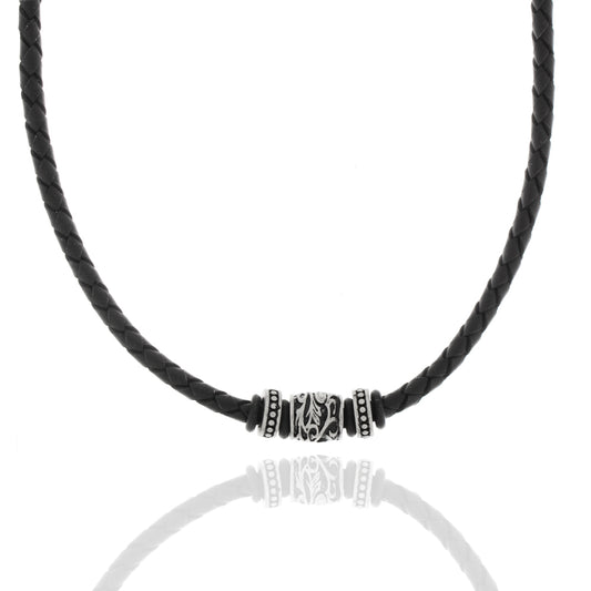 Collier Flechtkordel schwarz aus Edelstahl